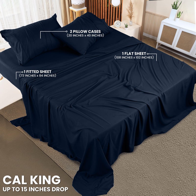 Utopia Bedding California King Sheet Set â€“ 4 Piece Bed Sheets for Cal King Size Bed, Soft and Breathable Microfiber, Includes 1 Fitted Sheet, 1 Flat Sheet and 2 Pillowcases (Navy Blue) - Image 2